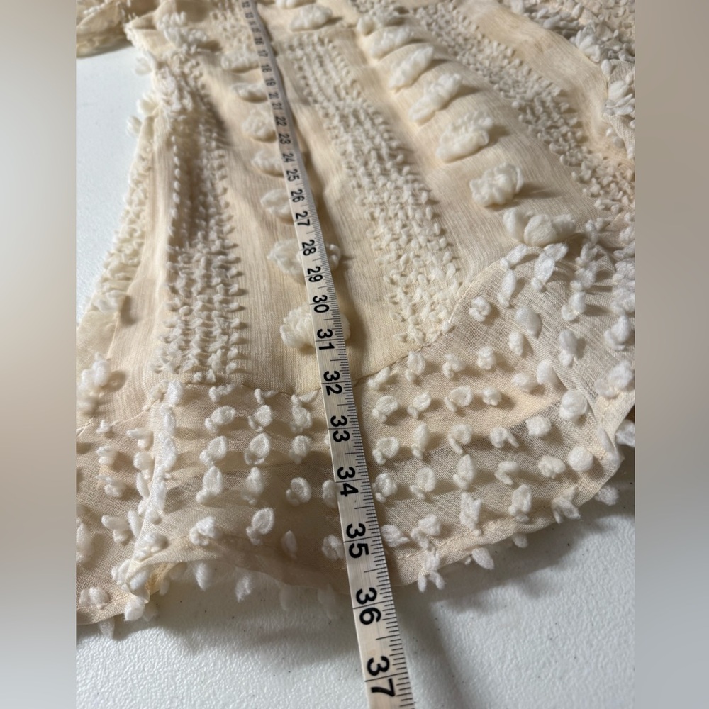 Whimsical Barbie Vibe Cottagecore Cream Textured 3D Pom-Pom Wrap Mini Dress Line - Picture 8 of 8